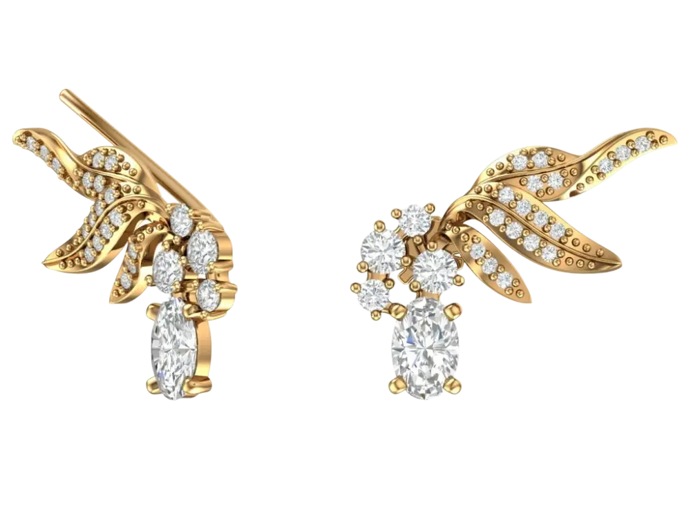 Artikelbild 1 des Artikels “Ohrhänger „Flügel mit Steinbesatz“ aus 585 Gelbgold mit Zirkonia “