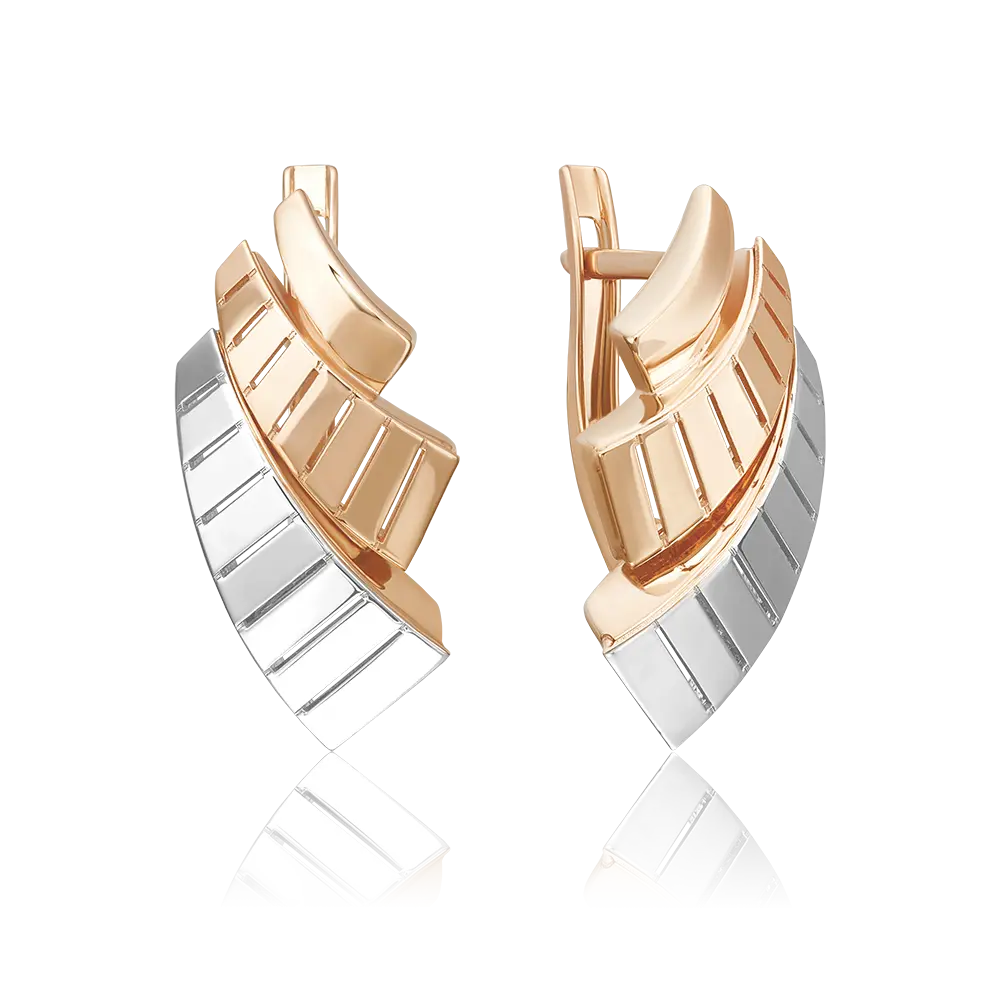 Product image 1 of the product “Drop Earrings “Fanned Bands” in 585 Two-Tone Gold ”