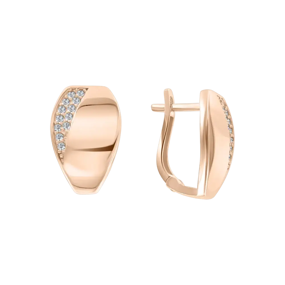 Artikelbild 1 des Artikels “Ohrhänger „Gewölbt mit Steinfeld“ aus 585 Rotgold mit Zirkonia “