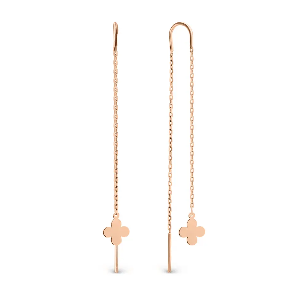 Product image 1 of the product “Drop Earrings “Clover Leaf on Chain” in 585 Rose Gold ”
