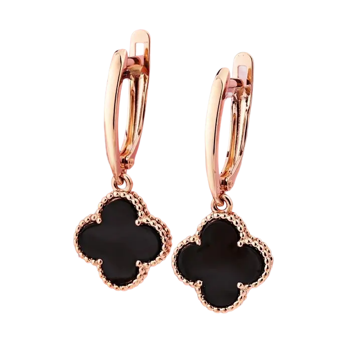 Artikelbild 1 des Artikels “Ohrhänger „Kleeblatt“ aus 585 Rotgold mit Onyx “