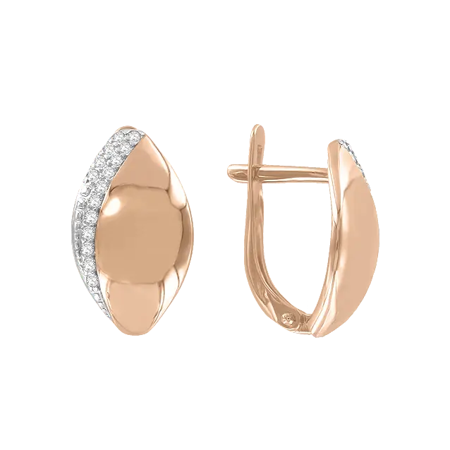 Product image 1 of the product “Drop Earrings “Marquise with Stone Border” in 585 Rose Gold with Cubic Zirconia ”