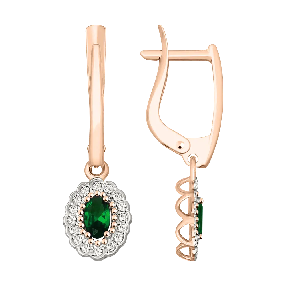 Artikelbild 1 des Artikels “Ohrhänger „Oval im Steinkranz“ aus 585 Rotgold mit Zirkonia, Höhe 26 mm “