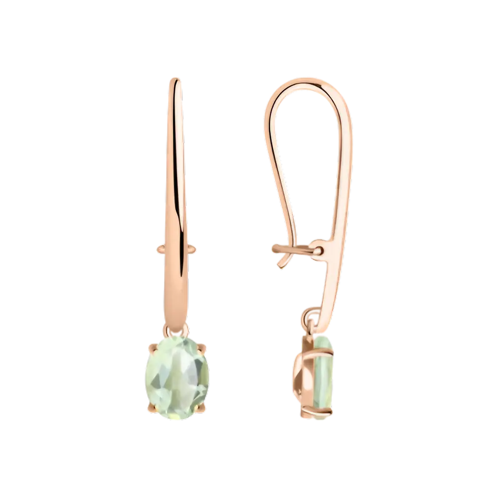 Product image 1 of the product “Drop Earrings “Oval Stone with Long Arch” in 585 Rose Gold with Amethyst ”