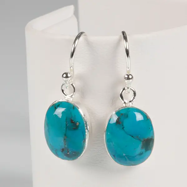 Product image 1 of the product “Drop Earrings “Oval Turquoise” in 925 Sterling Silver with Turquoise ”