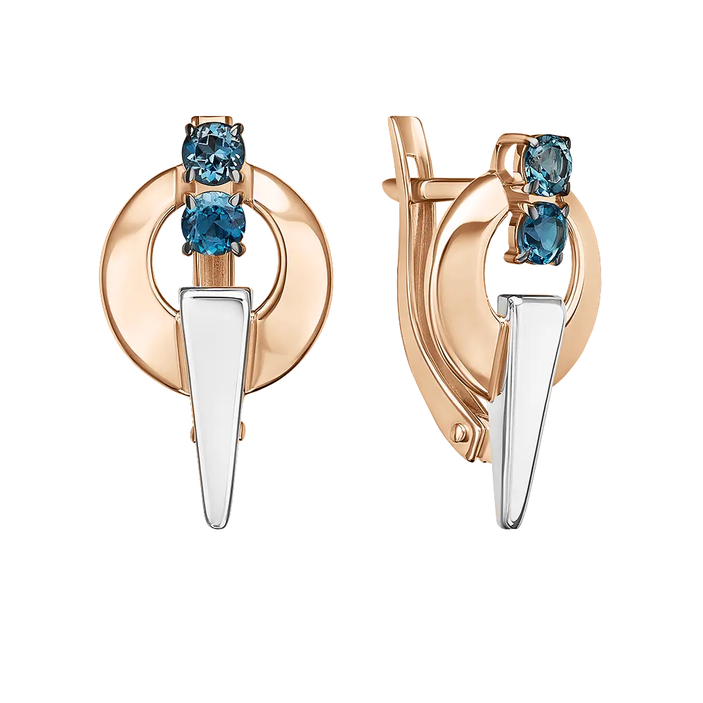 Product image 1 of the product “Drop Earrings “Ring with Dagger” in 585 Two-Tone Gold with Topaz ”