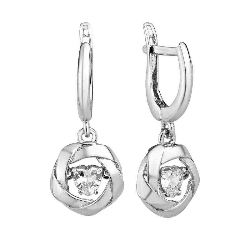 Artikelbild 1 des Artikels “Ohrhänger „Rose mit Herzstein“ aus 925 Silber mit Zirkonia “