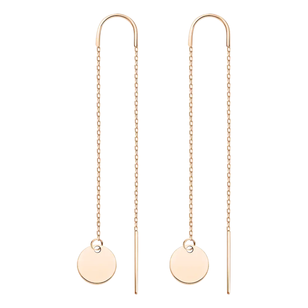 Product image 1 of the product “Drop Earrings “Round Discs on Chain” in 585 Rose Gold ”