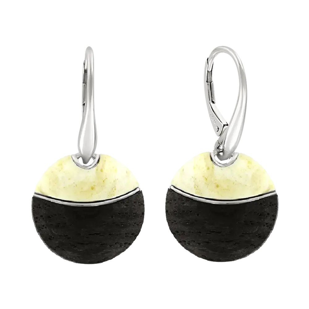 Product image 1 of the product “Drop Earrings “Two-Part Round Disc” with Amber ”