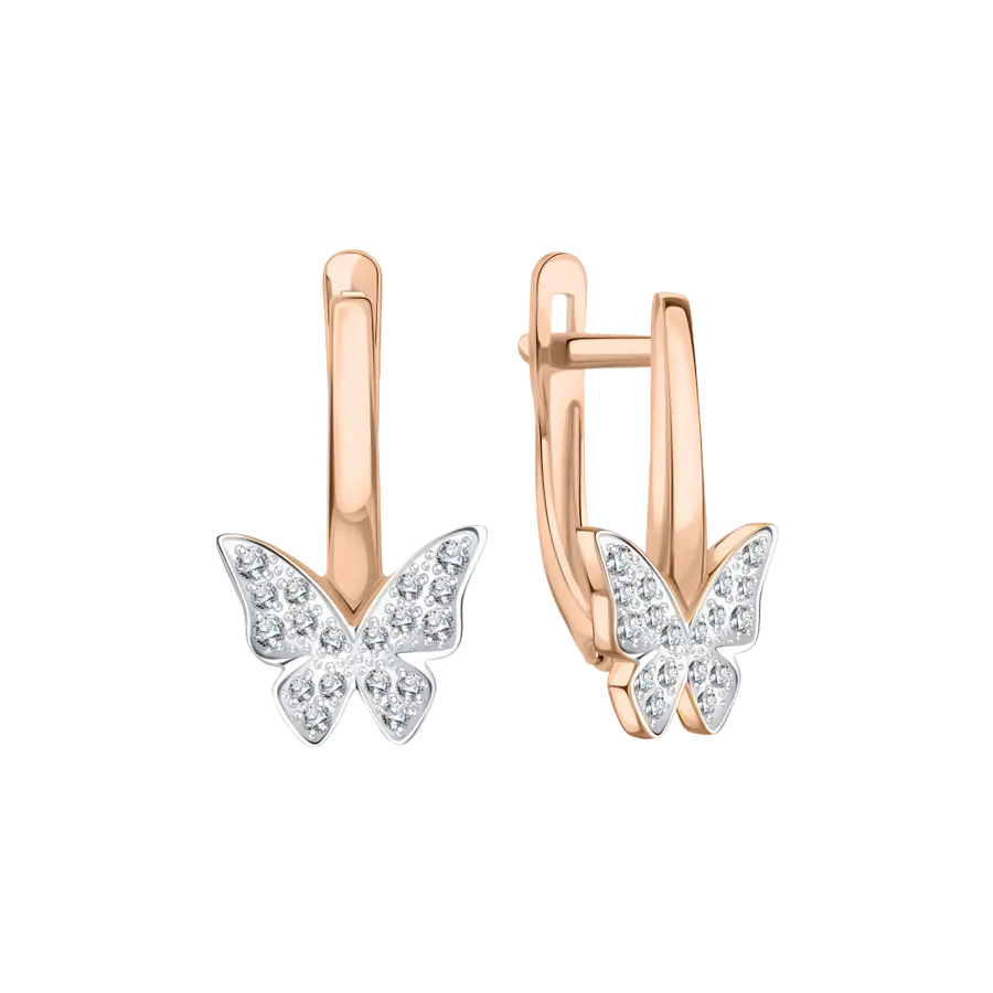 Artikelbild 1 des Artikels “Ohrhänger „Schmetterling“ aus 585 Rotgold mit Zirkonia “