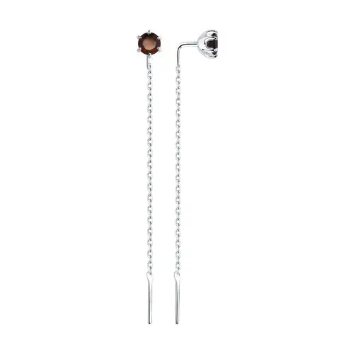 Product image 1 of the product “Drop Earrings “Dark Solitaire on Chain” in 925 Sterling Silver with Garnet ”
