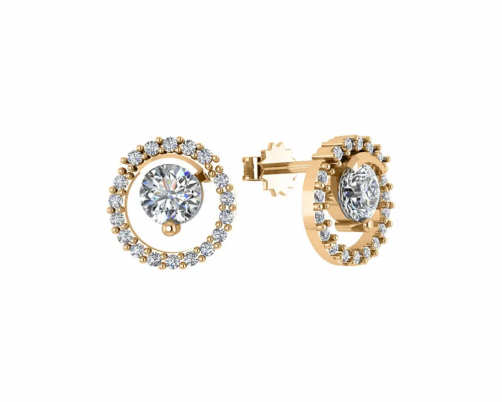 Product image 1 of the product “Drop Earrings “Solitaire in Stone Halo” in 585 Yellow Gold with Cubic Zirconia ”