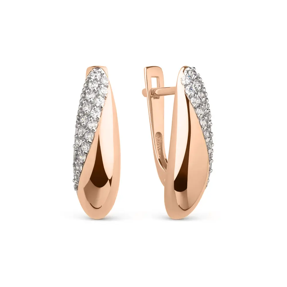Artikelbild 1 des Artikels “Ohrhänger „Tropfen mit Pavé“ aus 585 Rotgold mit Zirkonia “