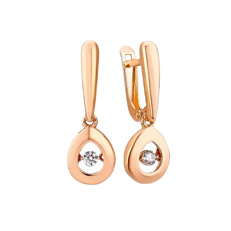 Product image 1 of the product “Drop Earrings “Teardrop with Stone” in 585 Rose Gold with Cubic Zirconia ”