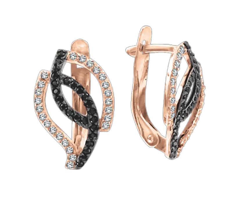 Product image 1 of the product “Drop Earrings “Intertwined Bands” in 585 Rose Gold with Cubic Zirconia ”