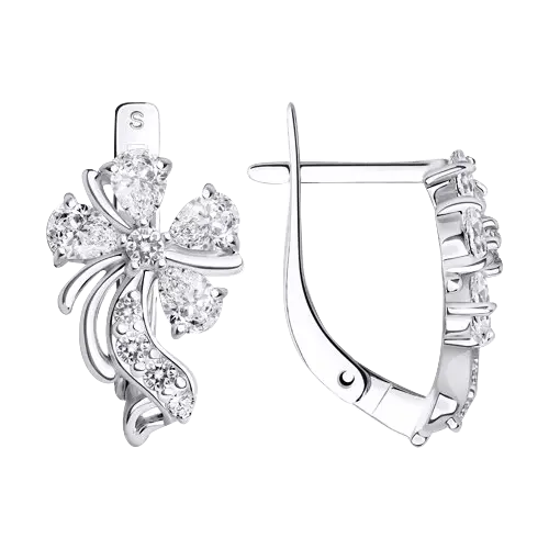 Artikelbild 1 des Artikels “Ohrringe „Blüte mit Zweig“ aus 925 Silber mit Zirkonia “