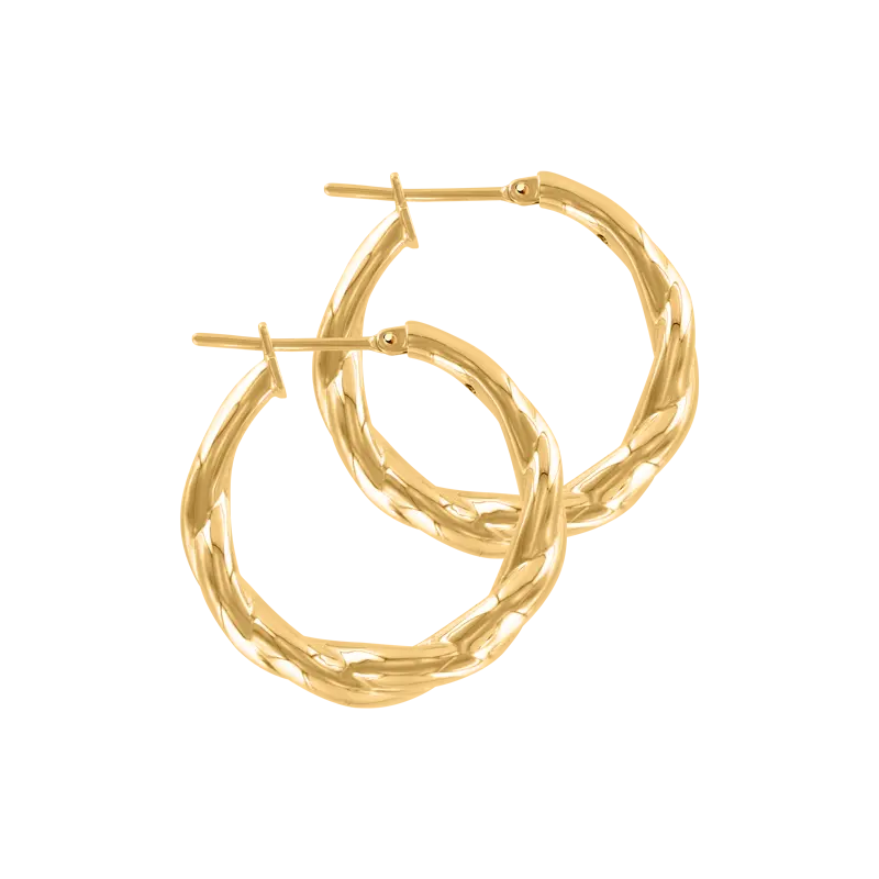 Artikelbild 1 des Artikels “Ohrringe „Gedrehte dicke Creolen“ aus 585 Gelbgold, Höhe 25 mm “
