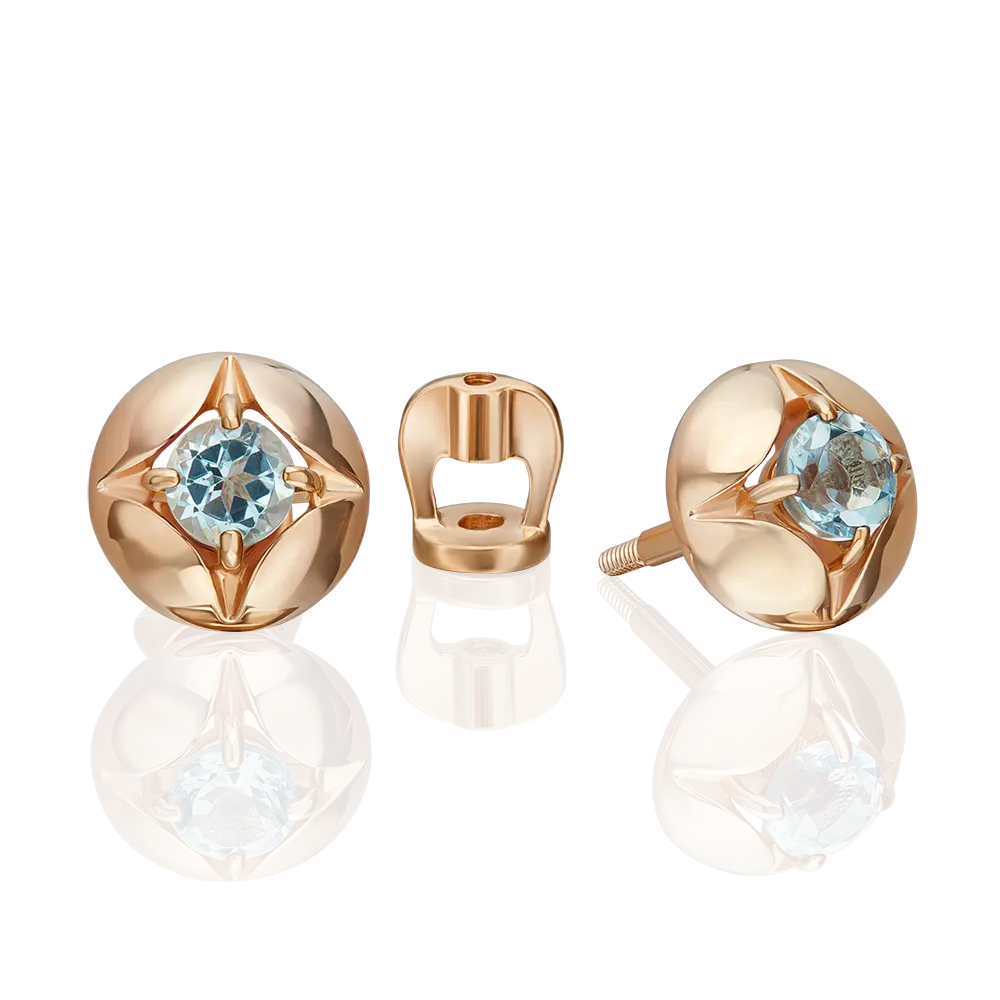 Artikelbild 1 des Artikels “Ohrringe „Kugel mit Stern“ aus 585 Rotgold mit Topas “