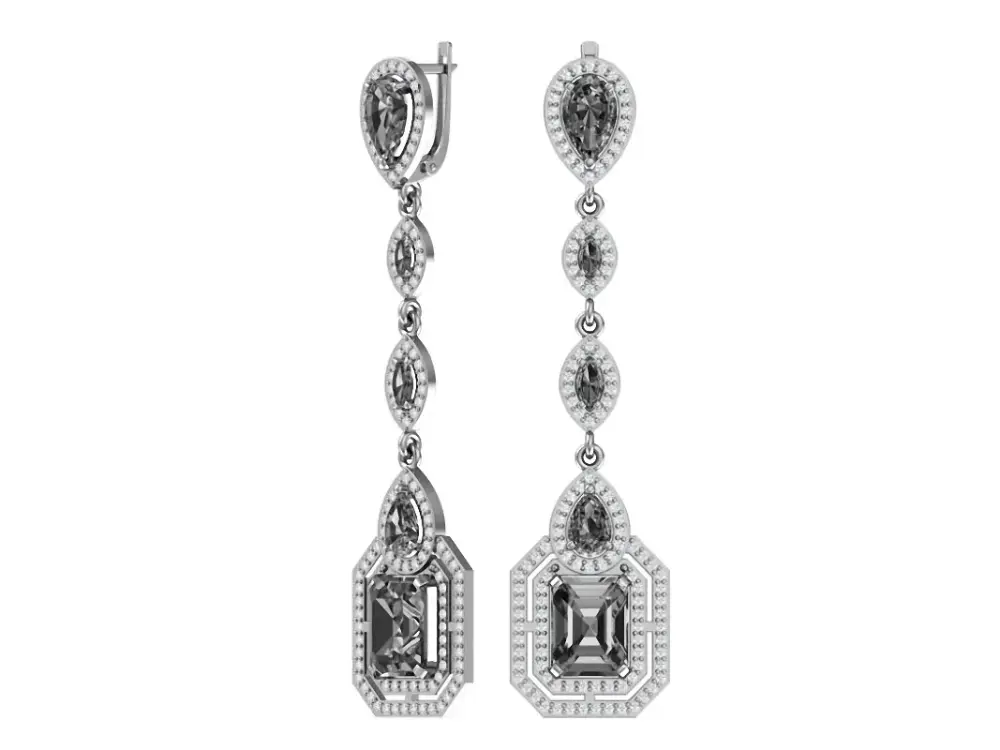 Artikelbild 1 des Artikels “Ohrringe „Lange Steinkaskade“ aus 925 Silber mit Zirkonia und Quarz, Höhe 56 mm “