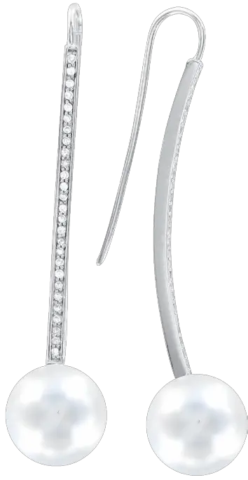 Artikelbild 1 des Artikels “Ohrringe „Langer Bogen mit Perle“ aus 925 Silber mit Zirkonia und Perlen “