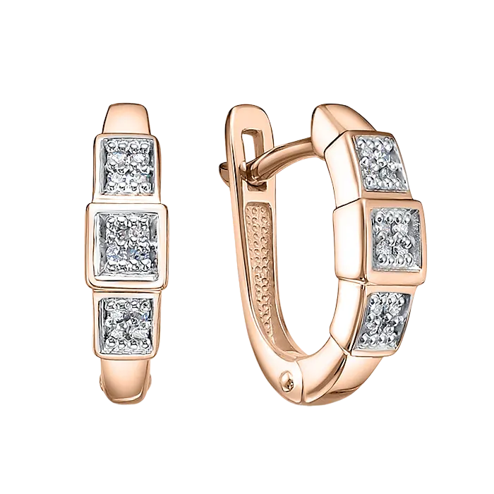 Product image 1 of the product “Earrings “Squares with Pavé” in 585 Rose Gold with Diamonds ”