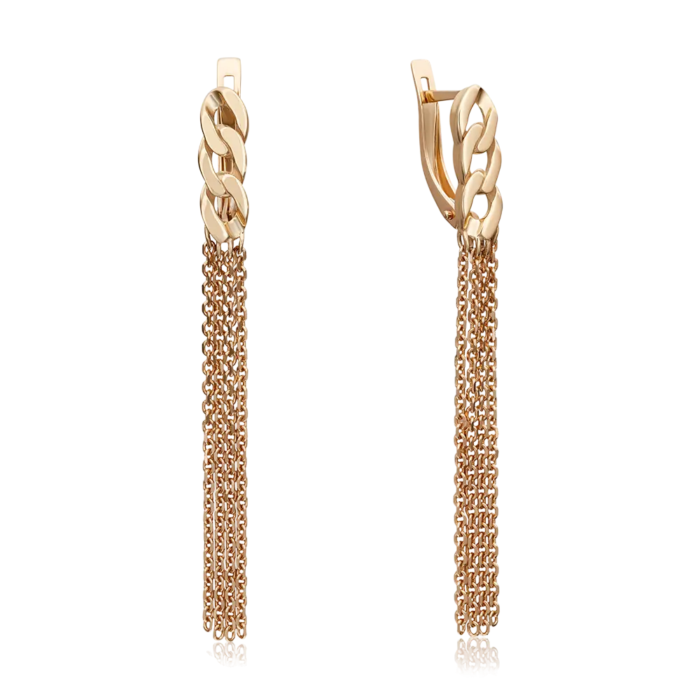 Product image 1 of the product “Earrings “Tassels with Curb Chain” in 585 Rose Gold ”