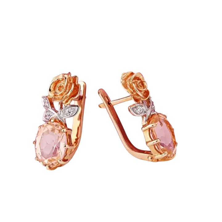Product image 1 of the product “Earrings “Rose” in 585 Rose Gold with Cubic Zirconia ”