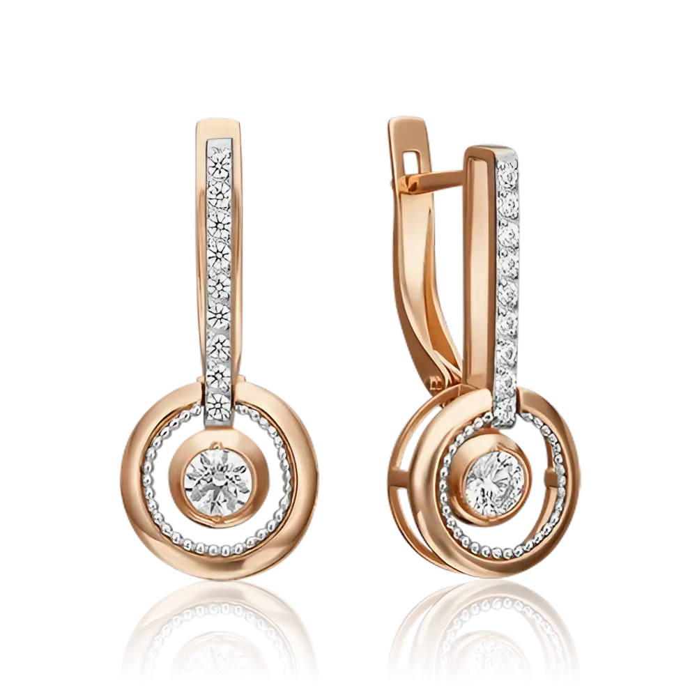 Product image 1 of the product “Earrings “Round Circle with Solitaire” in 585 Rose Gold with Cubic Zirconia ”