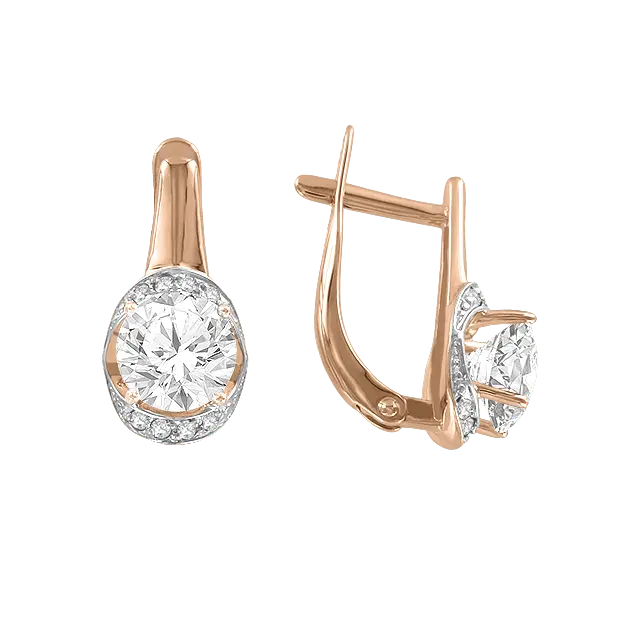Product image 1 of the product “Earrings “Solitaire in Stone Halo” in 585 Rose Gold with Swarovski Crystals ”