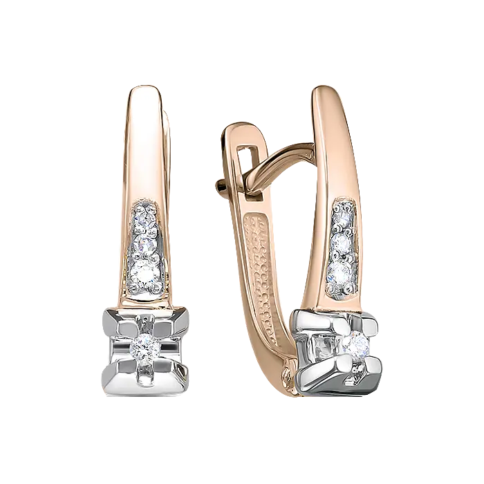 Product image 1 of the product “Earrings “Solitaire with Stone Row” in 585 Two-Tone Gold with Diamonds ”