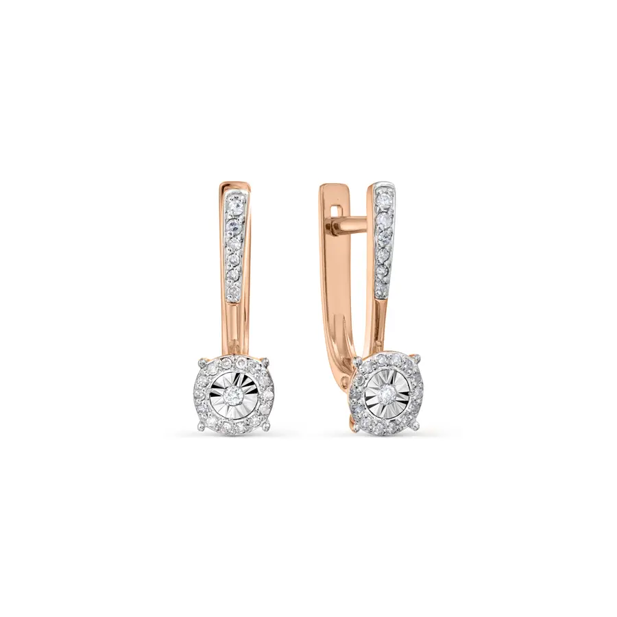 Product image 1 of the product “Earrings “Solitaire with Stone Row” in 585 Rose Gold with Diamonds ”