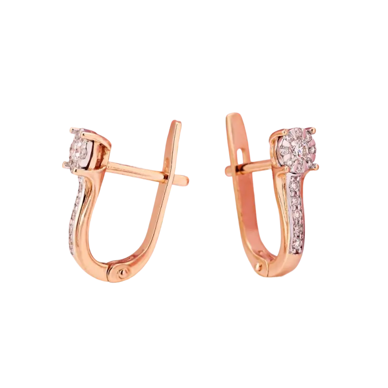 Product image 1 of the product “Earrings “Solitaire with Stone Row” in 585 Rose Gold with Diamonds and Diamonds ”