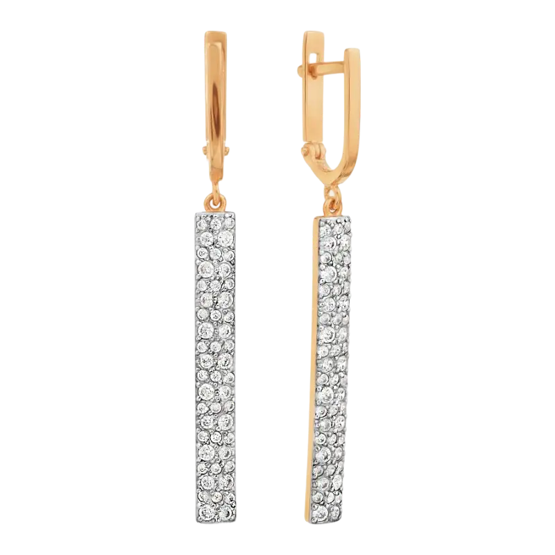 Product image 1 of the product “Earrings “Bar with Stone Panel” in 585 Rose Gold with Cubic Zirconia ”