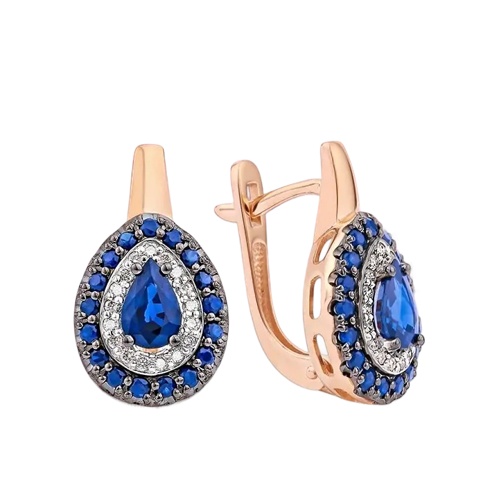 Product image 1 of the product “Earrings “Teardrop in Stone Halo” in 585 Rose Gold with Diamonds and Diamonds ”