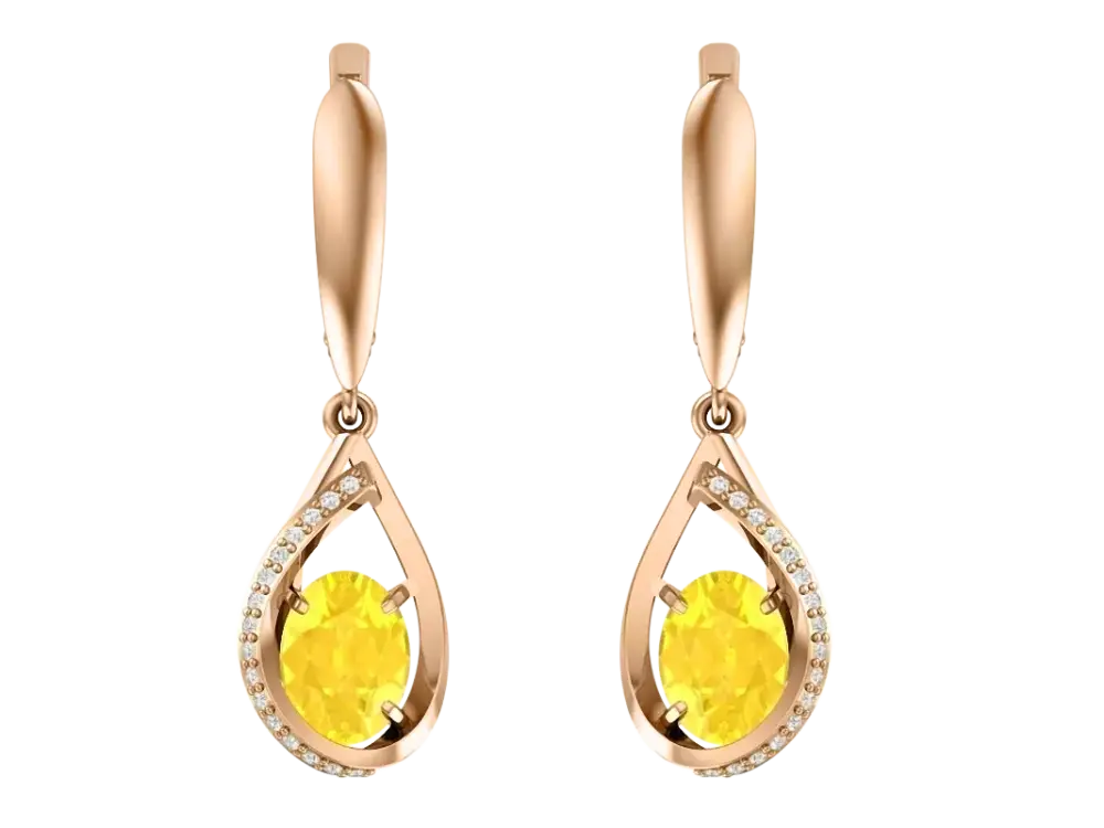Artikelbild 1 des Artikels “Ohrringe „Tropfen im Steinrand“ aus 585 Rotgold mit Zirkonia “