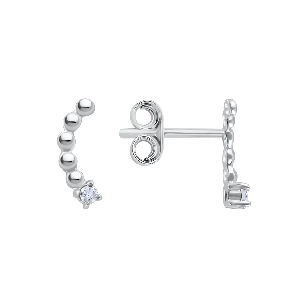 Product image 1 of the product “Stud Earrings “Arch with Balls” in 925 Sterling Silver with Cubic Zirconia ”