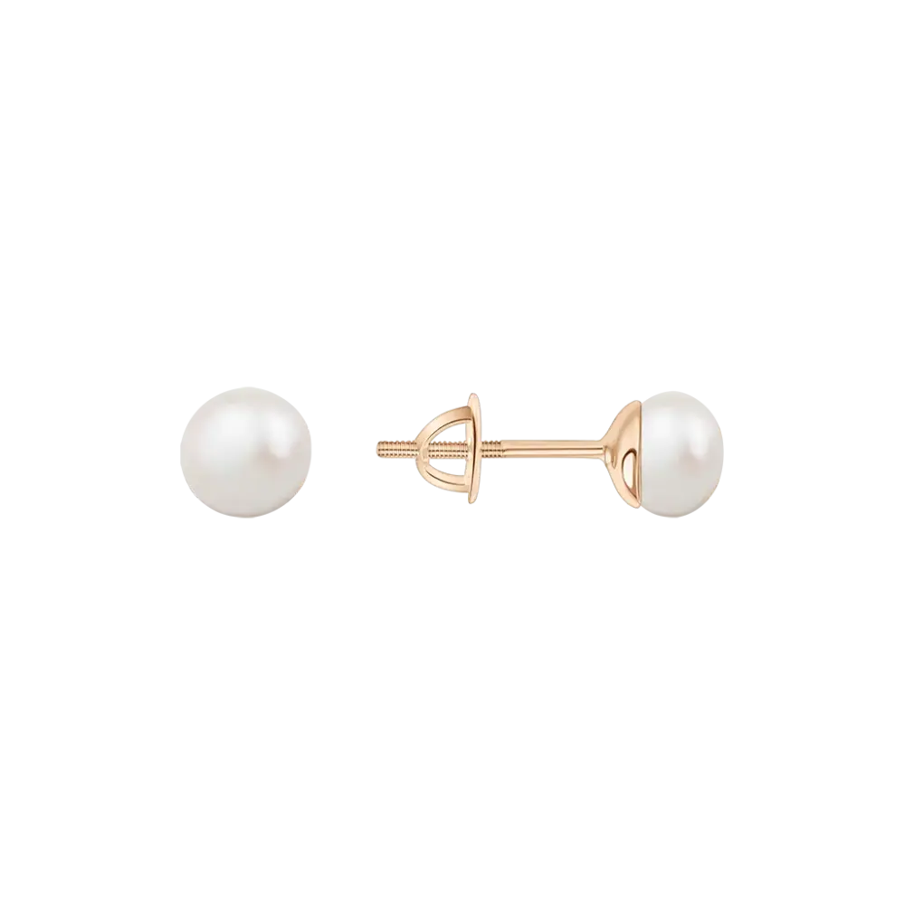 Product image 1 of the product “Stud Earrings “Single Pearl” in 585 Rose Gold with Pearls, Ø 6 mm ”