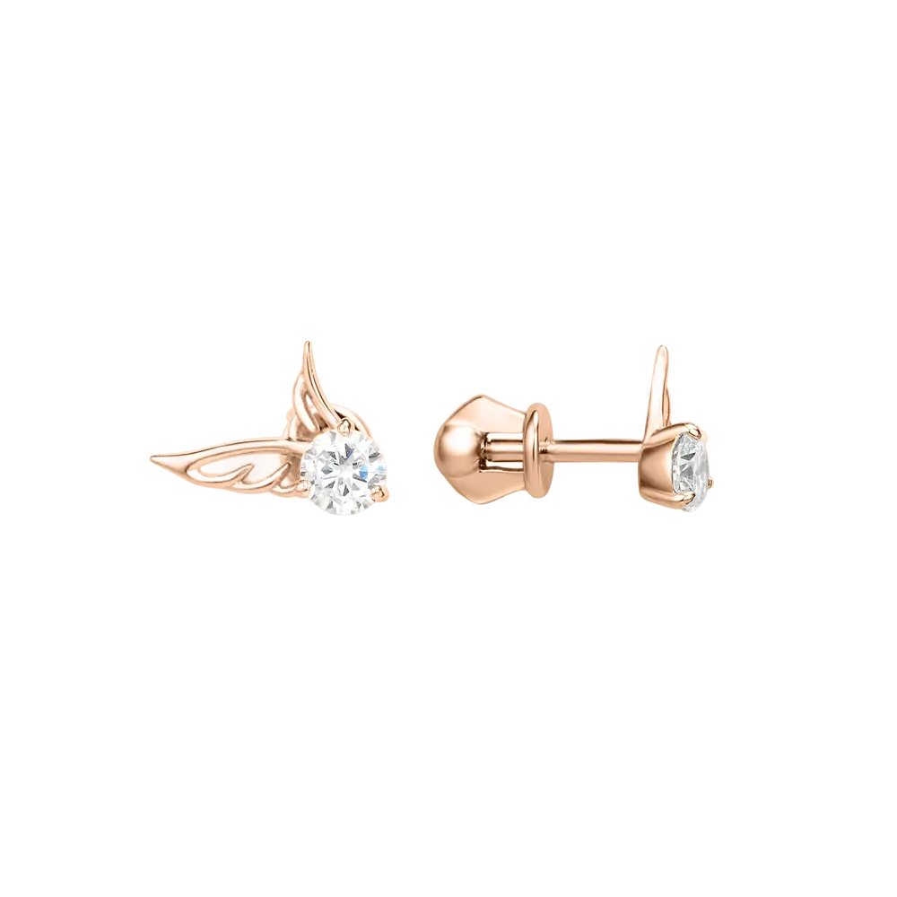 Artikelbild 1 des Artikels “Ohrstecker „Flügel mit Stein“ aus 585 Rotgold mit Zirkonia “