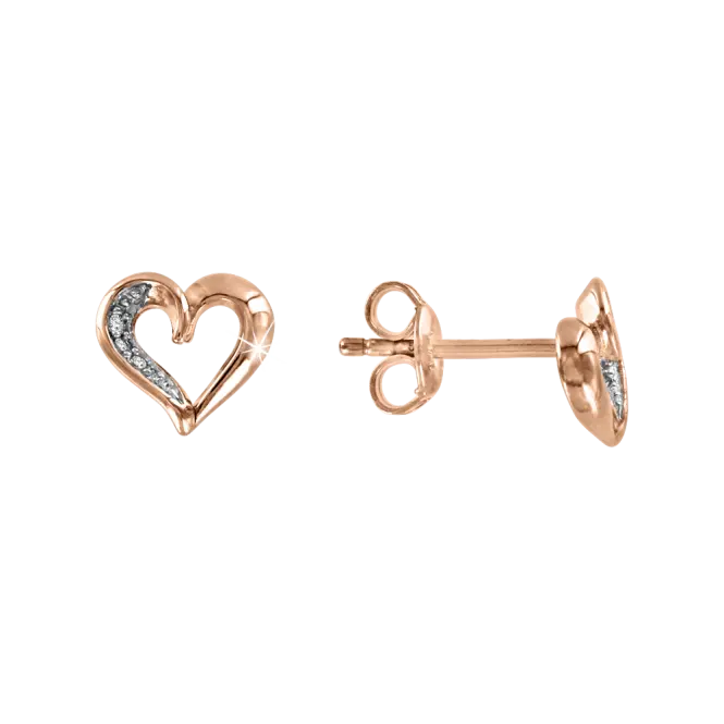 Product image 1 of the product “Stud Earrings “Heart” in Gold-Plated 925 Sterling Silver with Cubic Zirconia ”