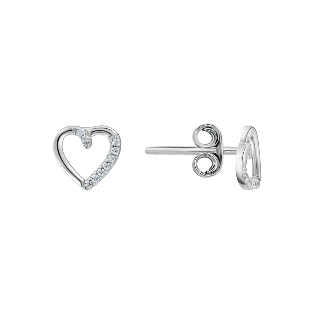 Artikelbild 1 des Artikels “Ohrstecker „Herzkontur mit Steinen“ aus 925 Silber mit Zirkonia “