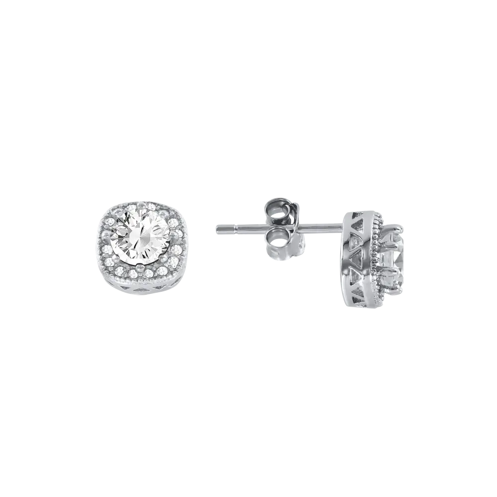Artikelbild 1 des Artikels “Ohrstecker „Kissen mit Steinkranz“ aus 925 Silber mit Zirkonia, Ø 8 mm “