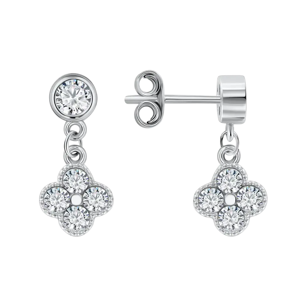 Artikelbild 1 des Artikels “Ohrstecker „Kleeblatt hängend“ aus 925 Silber mit Zirkonia “