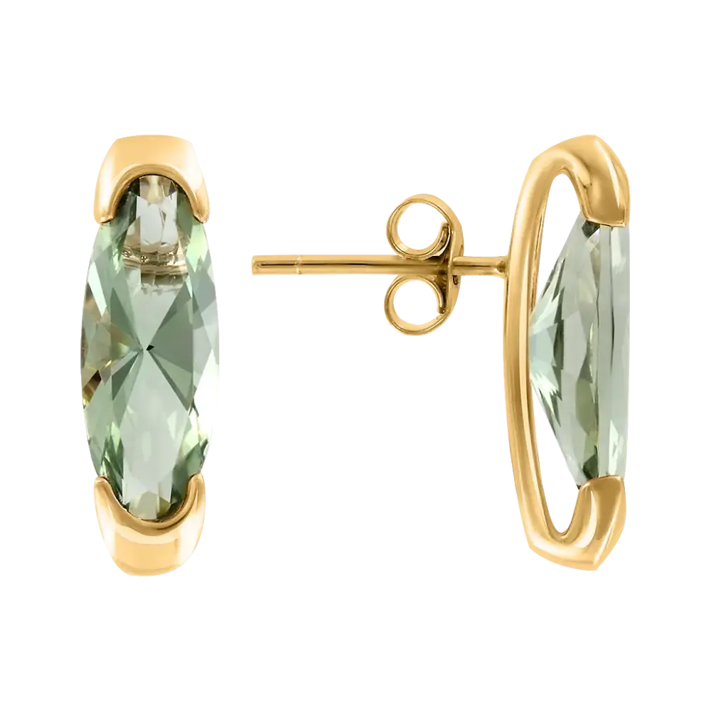 Product image 1 of the product “Stud Earrings “Long Navette Stone” in 585 Yellow Gold with Amethyst ”