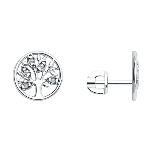 Artikelbild 1 des Artikels “Ohrstecker „Lebensbaum im Kreis“ aus 925 Silber mit Zirkonia “