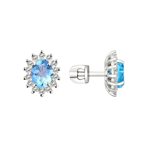Artikelbild 1 des Artikels “Ohrstecker „Ovaler Topas mit Steinkranz“ aus 925 Silber mit Zirkonia und Topas “