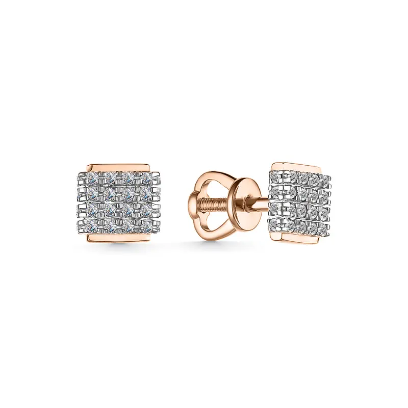 Product image 1 of the product “Stud Earrings “Square with Pavé” in 585 Two-Tone Gold with Diamonds ”