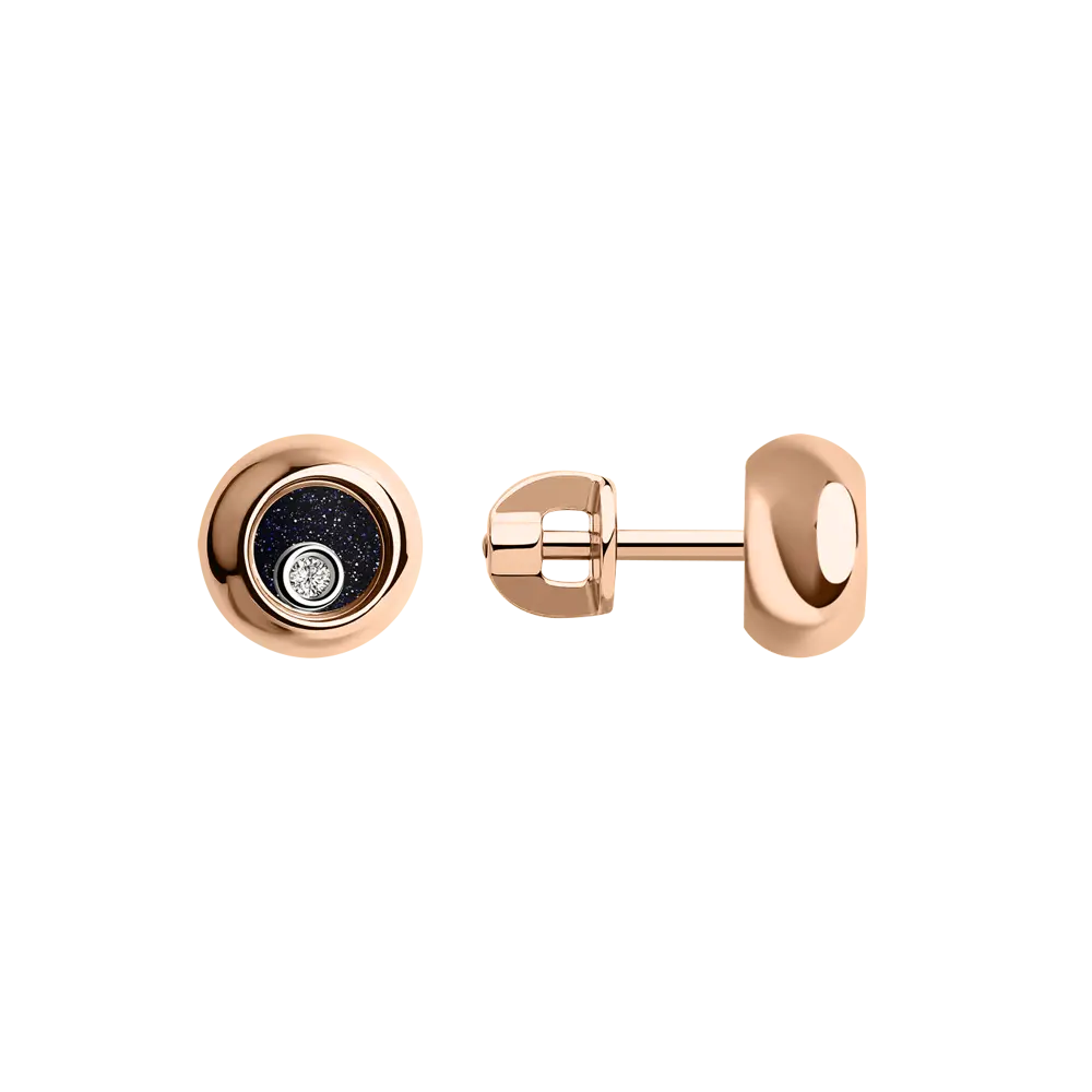 Artikelbild 1 des Artikels “Ohrstecker „Rund mit schwebendem Stein“ aus 585 Rotgold mit Brillanten “