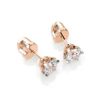 Product image 1 of the product “Stud Earrings “Solitaire” in 585 Rose Gold with Diamonds, Ø 3 mm ”