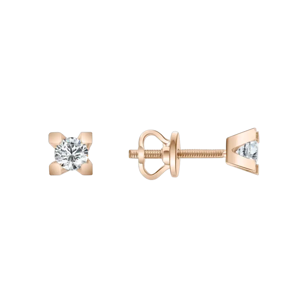 Product image 1 of the product “Stud Earrings “Solitaire” in 585 Rose Gold with Cubic Zirconia, Ø 4 mm ”