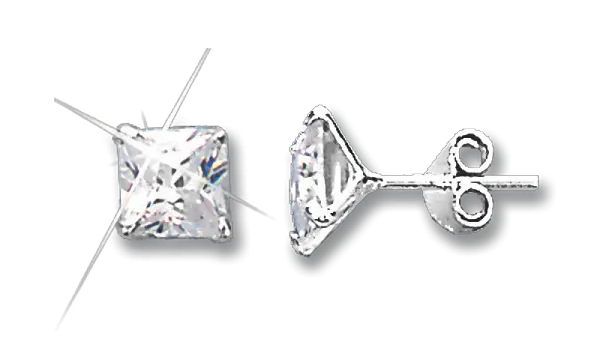 Artikelbild 1 des Artikels “Ohrstecker „Solitär eckig“ aus 925 Silber mit Zirkonia “